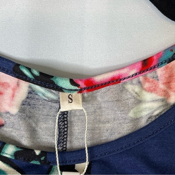 QIXING Women's Off The Shoulder Loose Tank Dress floral Swing Sundress SIZE S - Picture 4 of 10